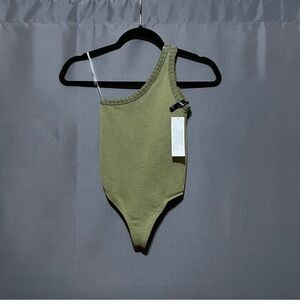 Urban Outfitters Out From Under Bodysuit XS/S Olive Green One Shoulder Thong New